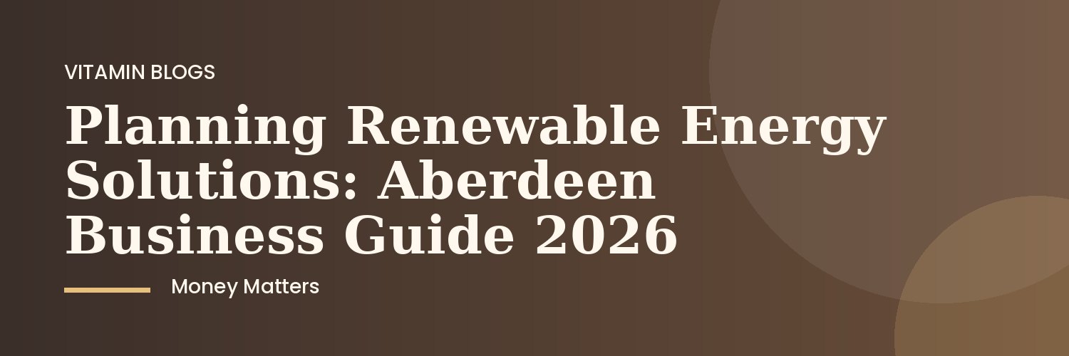 Aberdeen business district with solar panels and wind turbines